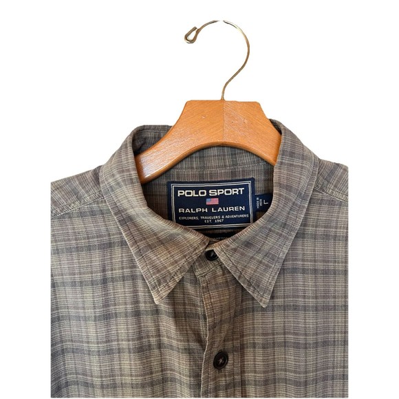 Ralph Lauren Polo Sport Men’s 100% Cotton Plaid Casual Button Down, Size Large - Picture 1 of 7